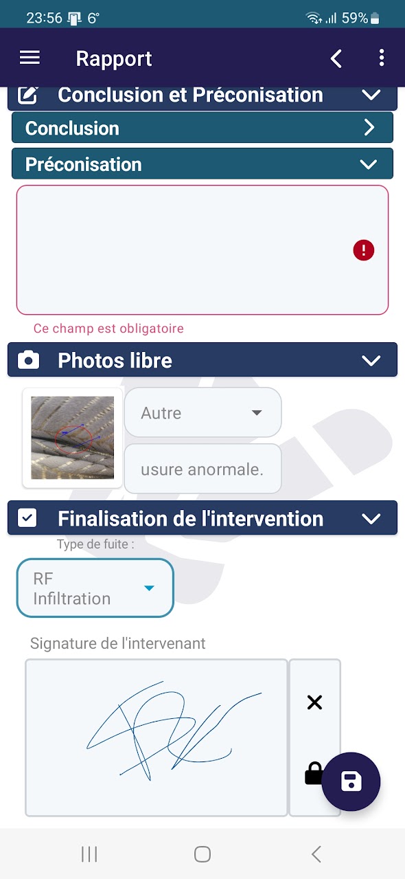 Formulaire Oskala signalant un champ obligatoire non rempli avec un message d'erreur